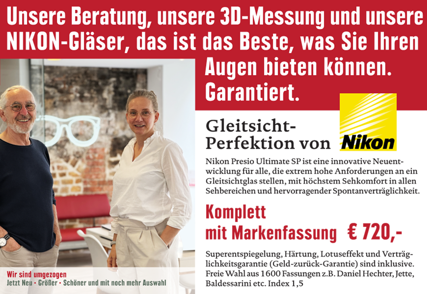 Optikhelden - Unsere Beratung, unsere 3D-Messung und unsere NIKON-Gläser, das ist das Beste, was Sie Ihrn Augen bieten können. Garantiert.