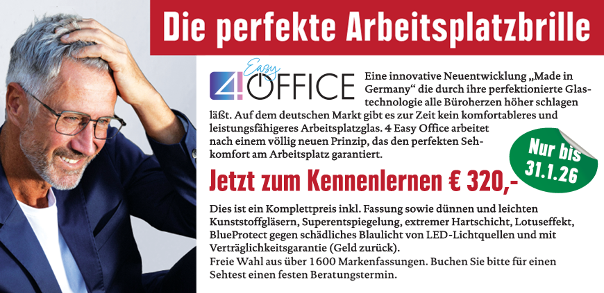 Optikhelden - Die perfekte Arbeitsplatzbrille - Easy 4 Office - zum Kennenlernen für 320 €. Nur bis 31.1.2026