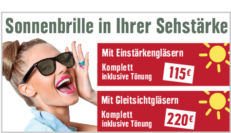Optikhelden - Freu Dich auf den Sommer! Sonnenbrillen mit Einstärken- oder Gleitsichtgläsern zum Komplettpreis