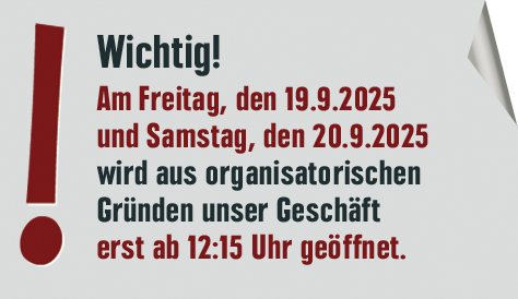 Optikhelden -Wichtig! Am Freitag, den 19.9.25 und Samstag, den 20.9.25 wird aus organisatorischen Gründen unser Geschäft erst ab 12:15 Uhr geöffnet.
